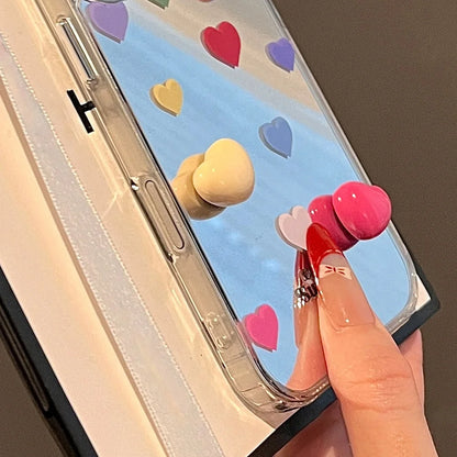 【ハートシリーズ】カラフルハート ミラー加工 かわいい スマホケース｜iPhone対応 #251005