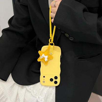 【ウェーブフレームシリーズ】スター 星型チャーム付き 波型デザイン スマホケース｜iPhone対応 #251130