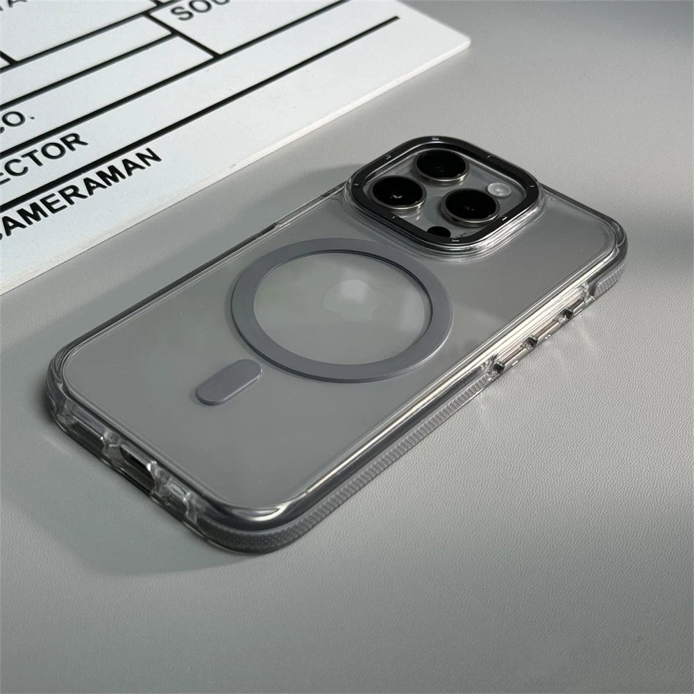 【クリアケース】透明 クリアバンパー iPhoneケース MagSafe対応 カラー縁取り 耐衝撃 スマホケース｜iPhone対応 #250406