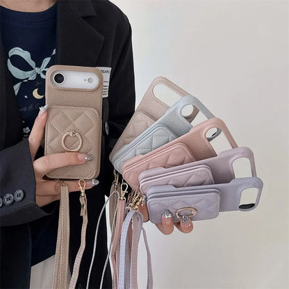 【キルティングシリーズ】カード収納付き ショルダー付き キルティング調 スマホケース｜iPhone対応 #251117