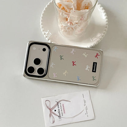 【スクエアフレーム 】iPhoneケース ミラーデザイン マルチカラープリント｜ハート・リボン・ドット・スター #230910