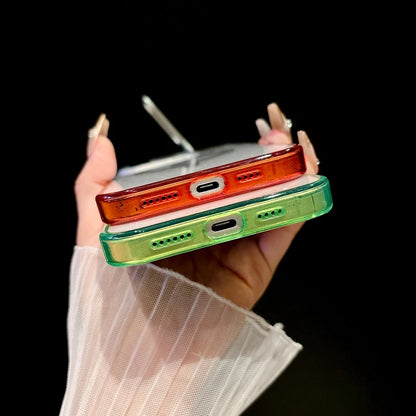 【グラデーションフレーム】 ワンタッチスタンド クリア スマホケース｜iPhone対応 #240902