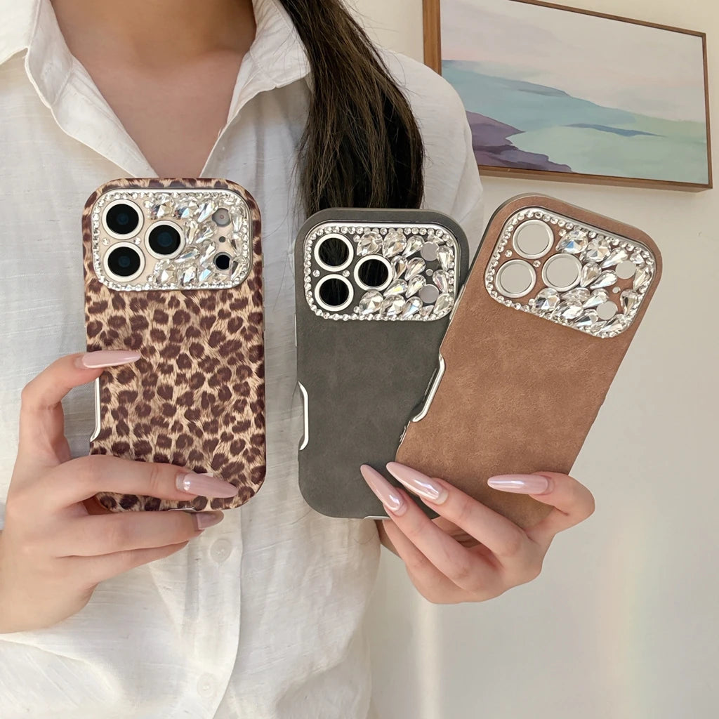 【ジュエルカメラ】レオパード スエードタッチ 大人レディスマホケース｜iPhone対応 #241024