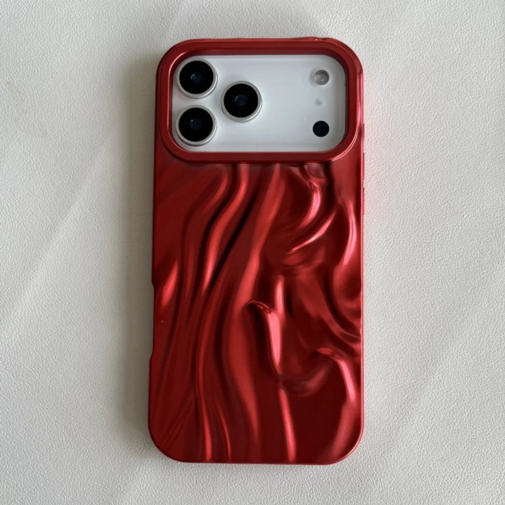 【メタリックウェーブシリーズ】光沢 3Dデザイン スマホケース｜iPhone対応 #251210