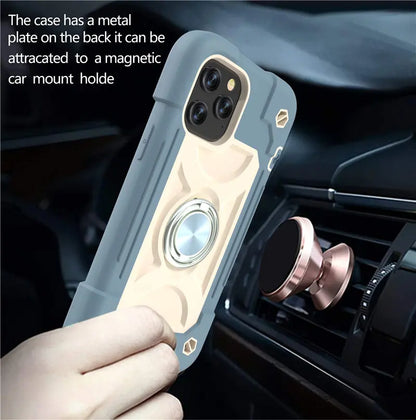 【耐衝撃カラフルリング付きスマホケース】スタンド機能付き｜iPhone対応 #250810