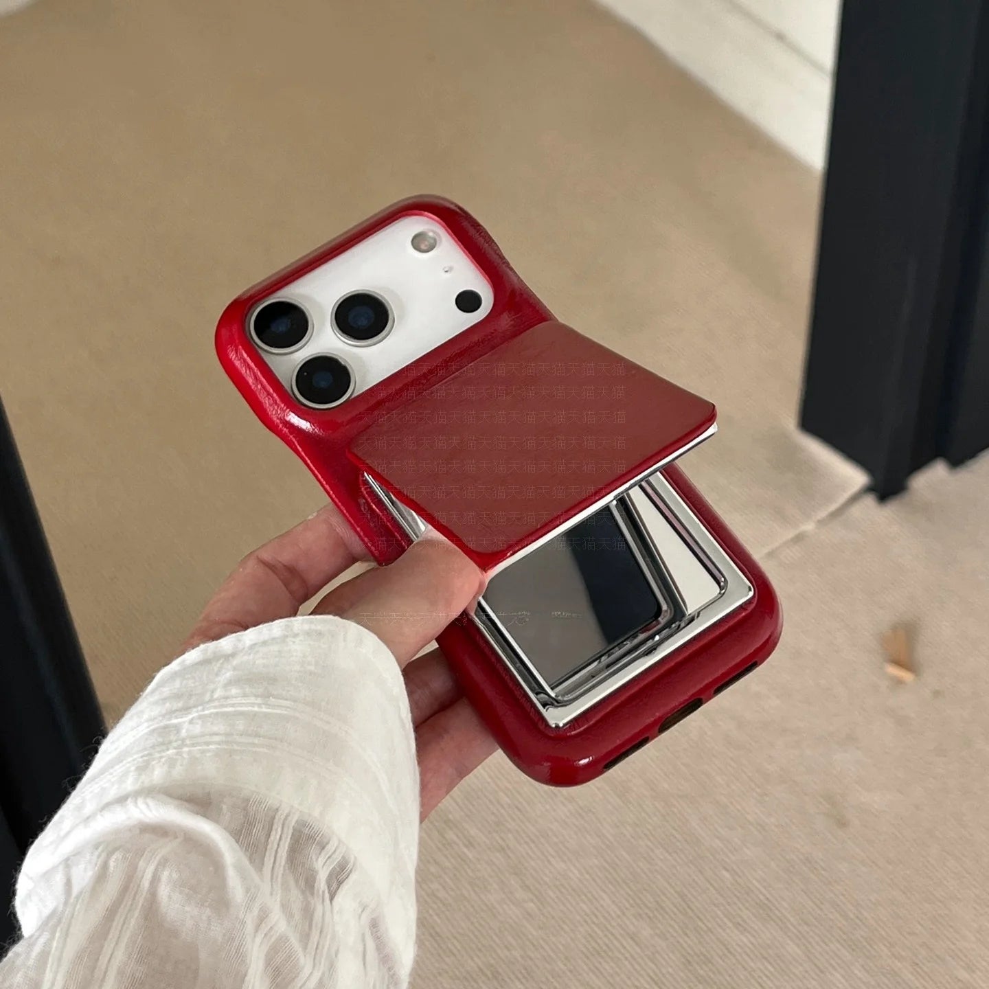 【フリップミラー】コンパクトミラー 鏡付き 多機能  スマホケース｜iPhone対応 #241019