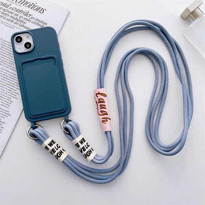 ショルダーストラップ付き カード収納ポケット シリコン iPhoneケース｜#260129