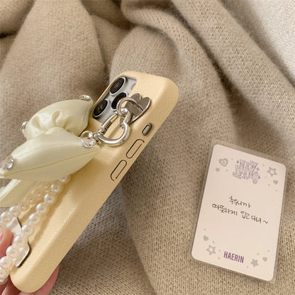 【パールビッグリボン】リボンモチーフ×パールチェーン スマホケース｜iPhone対応 #240802