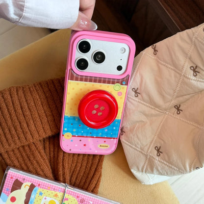 カラフルボーダー ボタンスタンド付き iPhoneケース｜ポップ・レトロ #261256