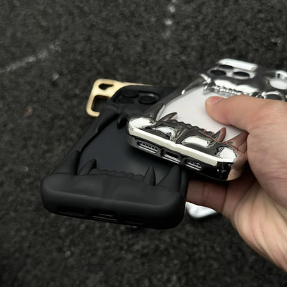 【メタリックファング】立体キバ × ミラーメタル スマホケース｜iPhone対応 #240812