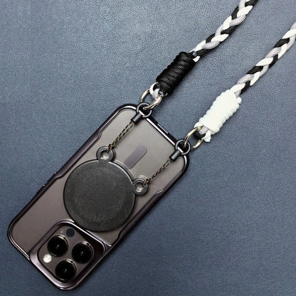 【スマホショルダー】マグネット着脱式 編み込みロープ｜斜め掛け・手ぶら・カラフル・落下防止 #261116