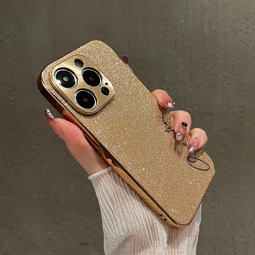 【カスタムシリーズ】ラメグリッター 名入れ スマホケース 縦書き｜iPhone対応 #240716