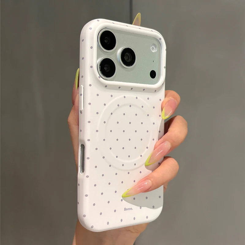 ドット柄 マグネット内蔵iPhoneケース ケースのみ/グリップのみ/セット選択可 (全2色) ガーリー・ニュアンス #261193