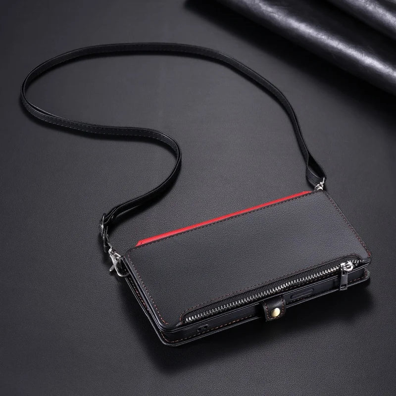 【ブックスタイル】シンプル レザー調 財布一体型 ブックスタイル 手帳型 iPhoneケース｜ショルダー対応 #240126