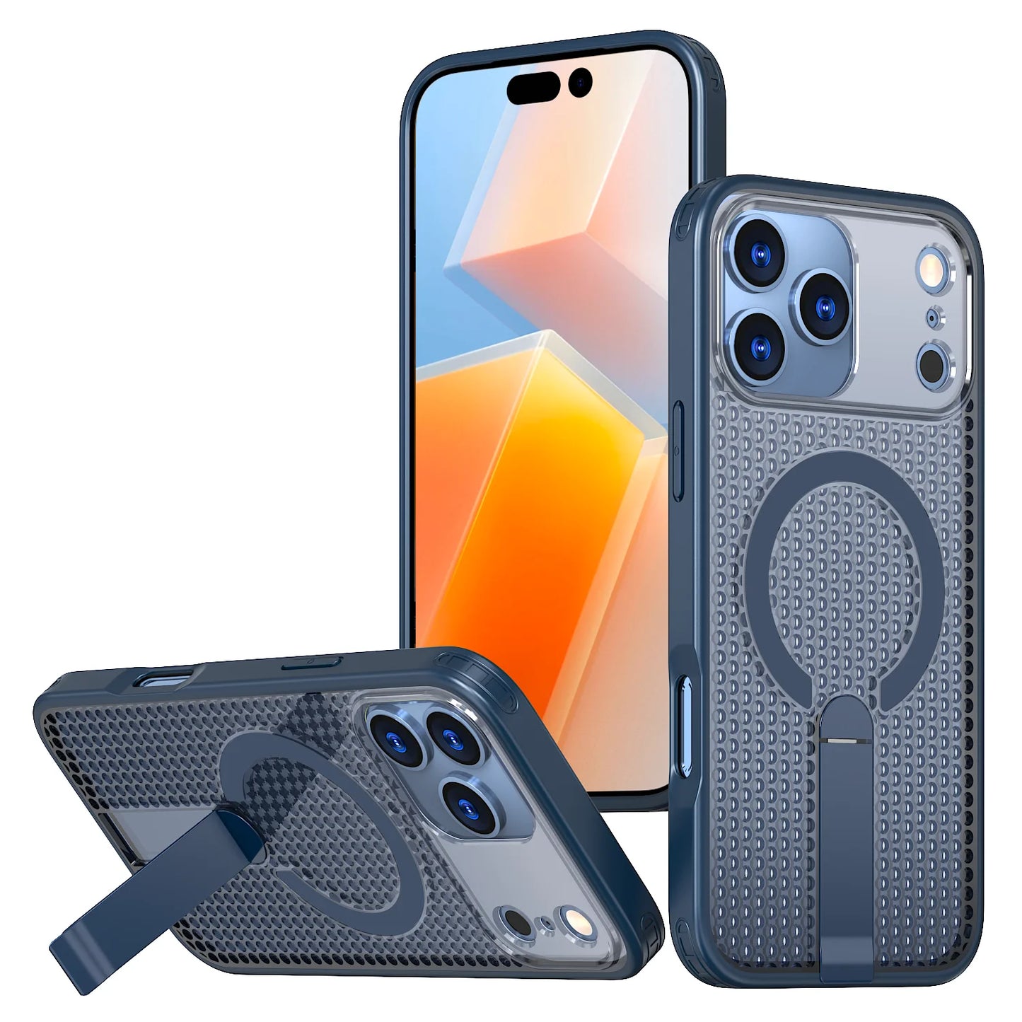 ドットメッシュ テクスチャー 折りたたみスタンド付き Magnet内蔵 iPhoneケース #260529