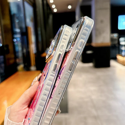 【フラワーアートシリーズ】カラフルハンドペイント風 キラキラレンズ保護 花柄 スマホケース｜iPhone対応 #251208