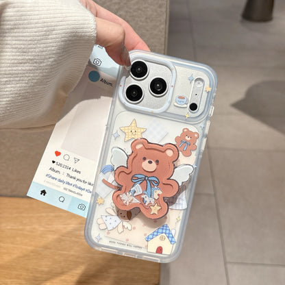 エンジェルベア くま グリップ付き iPhoneケース｜韓国風 ゆるキャラ 手書きイラスト #231210
