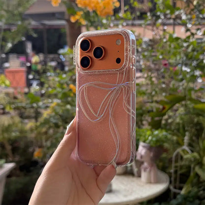 【クリアラメグリッター】リボンモチーフ クリアスマホケース｜iPhone対応 #240625