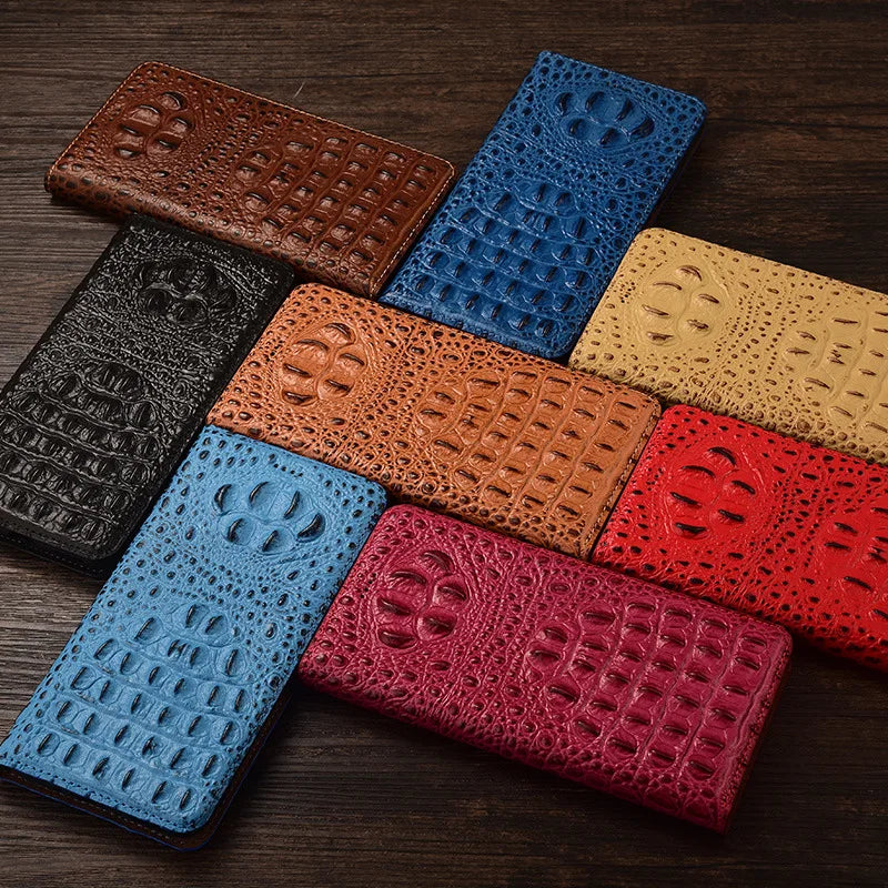 クロコダイル風  高級感 型押し レザーフリップ 手帳型 iPhoneケース #240306