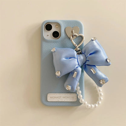 【パールビッグリボン】リボンモチーフ×パールチェーン スマホケース｜iPhone対応 #240802