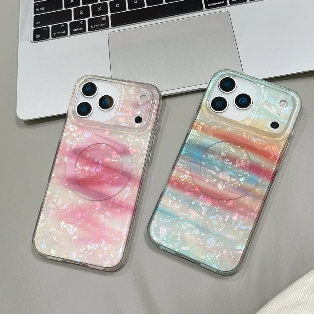 オーロラシェル風 グラデーション iPhoneケース｜マグネット内蔵 #231229