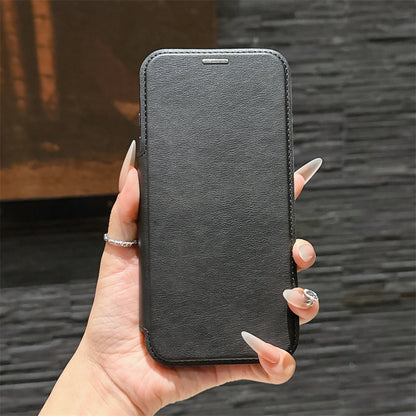 レザー調 リングフリップ iPhoneケース｜折りたたみ 手帳型 #240311