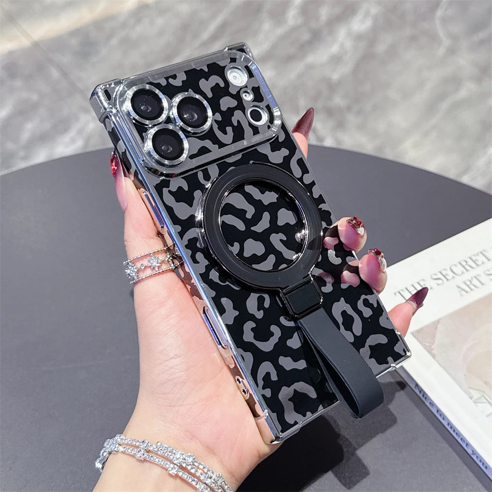 【スクエアシリーズ】ヒョウ柄 レオパード Magnet対応 iPhoneケース #260210