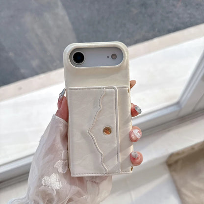 ベルベット調 ウォレット カード収納＆ミラー付き iPhoneケース｜淡色・上品ニュアンス #260013