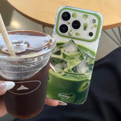 抹茶ラテデザイン ドリンクモチーフ iPhoneケース｜カフェ風・ユニーク #260078