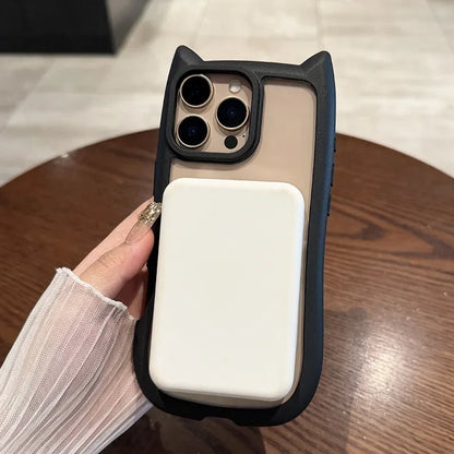 【猫耳シリーズ】Magnet内蔵 しっぽデザイン カラーフレーム iPhoneケース #240215