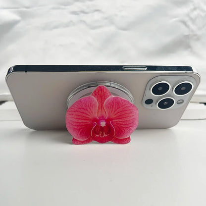 【スマホグリップ】オーキッドフラワー 蘭の花 ポップソケット｜Magnet対応 #241031