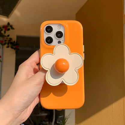 【フラワーシリーズ】立体レトロフラワー ビーズストラップ付き バイカラー スマホケース｜iPhone対応 #251001