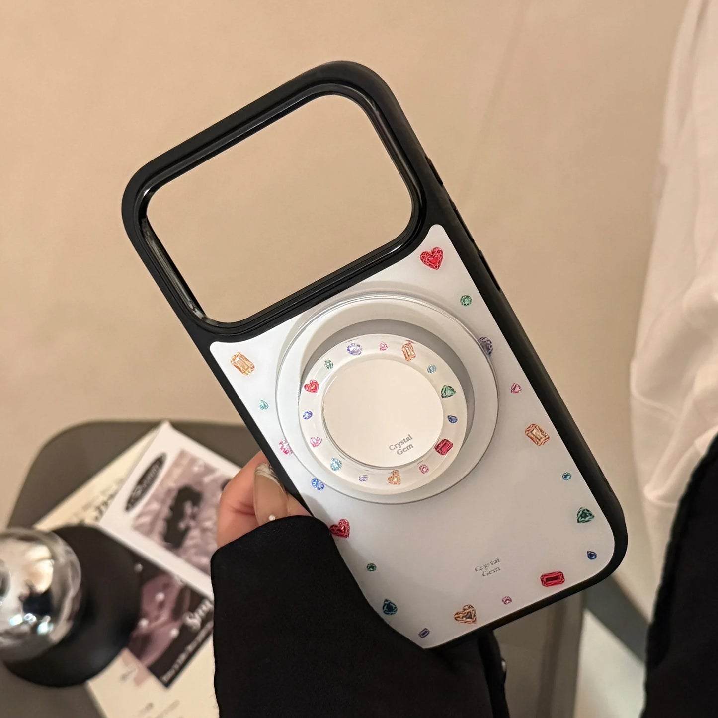 【ジュエルドット】iPhoneケース Magnetグリップ付き ｜キラキラ・上品ガーリー #231022