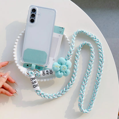 スマホショルダー｜編み込みロープ フラワーチャーム スマホストラップ 落下防止 #260412
