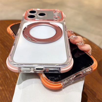 【クリア】四つ角バンパー カラーフレーム リングスタンド Magnet内蔵 iPhoneケース｜透明・耐衝撃 PCA #261286