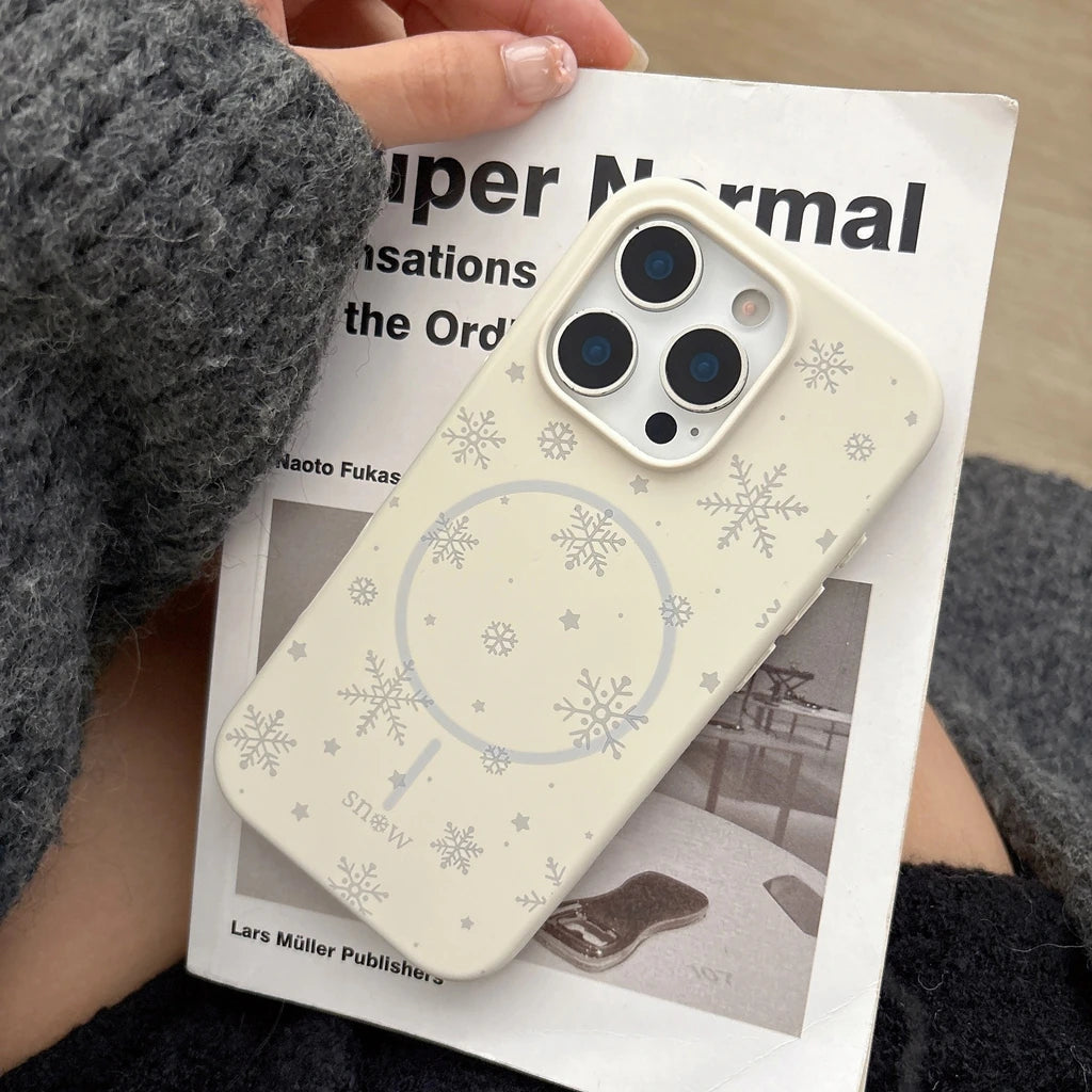 【Magnet内蔵】スノーフレーク ホワイトウィンター スマホケース｜iPhone対応 #241023