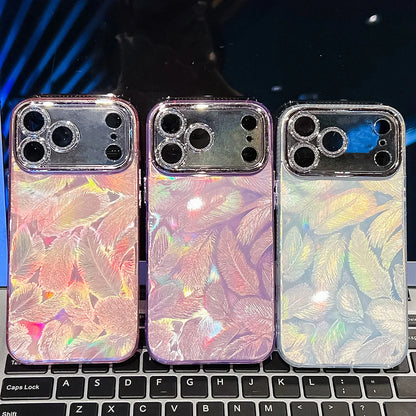 【フェザーシリーズ】ホログラム加工 羽根柄デザイン スマホケース｜iPhone対応 #251204