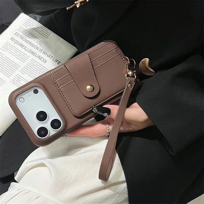 【カードポケットストラップ】多機能 PUレザー調 スマホケース｜iPhone対応 #250317