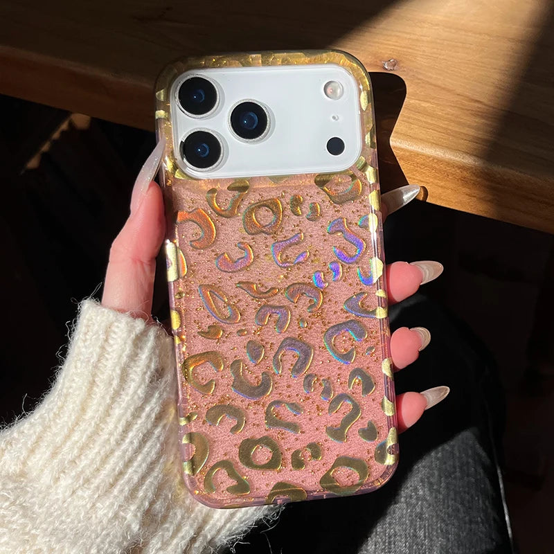 ゴールドレオパード ヒョウ柄 クリア iPhoneケース｜高級感デザイン #240303