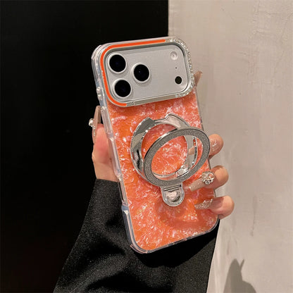 【大理石風】クラッシュデザイン × ジュエルリング リングスタンド付き スマホケース｜iPhone対応  #250119