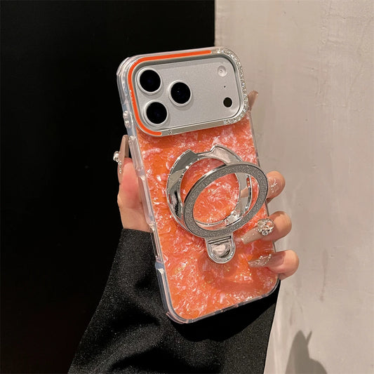 【大理石風】クラッシュデザイン × ジュエルリング リングスタンド付き スマホケース｜iPhone対応  #250119