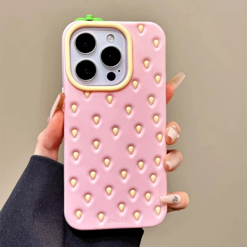 【フルーツシリーズ】いちごデザイン 立体シリコン スマホケース｜iPhone対応 #250917