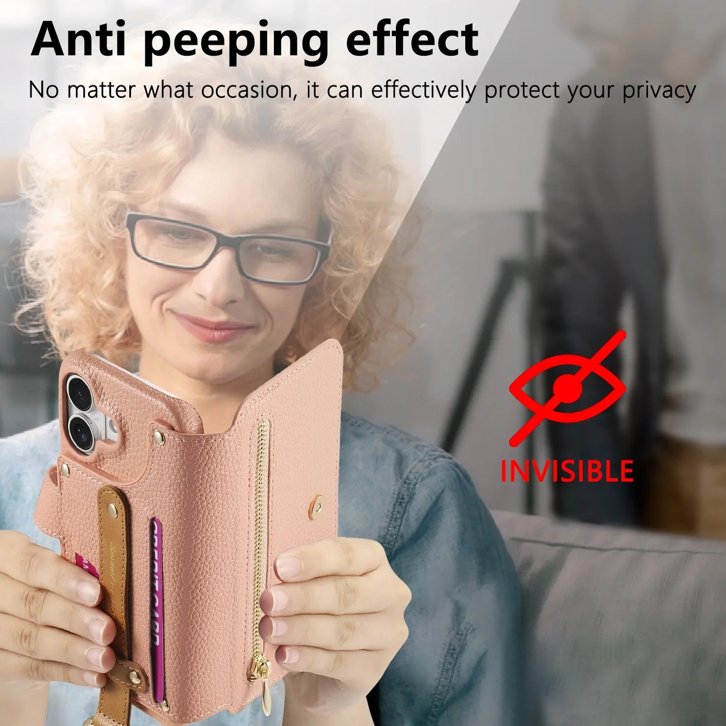 【ブックスタイル】キーリング付き レザー調 財布一体型 手帳型 iPhoneケース｜ファスナー収納・多色展開 #240128