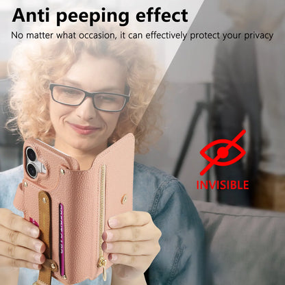 【ブックスタイル】キーリング付き レザー調 財布一体型 手帳型 iPhoneケース｜ファスナー収納・多色展開 #240128