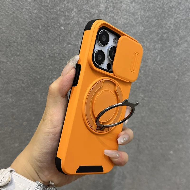 【耐衝撃シリーズ】カメラレンズカバー付き マグネット対応 スタンド機能 ストラップ付き スマホケース｜iPhone対応 #251226