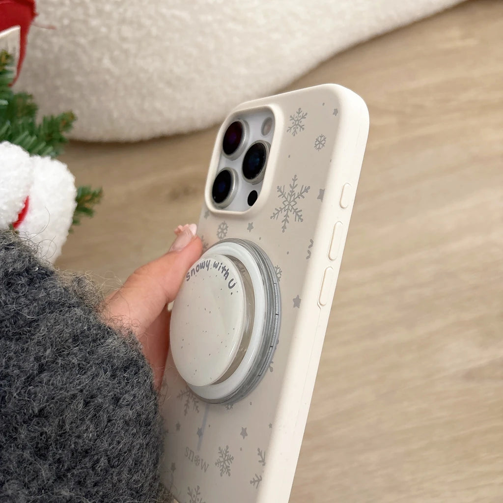 【Magnet内蔵】スノーフレーク ホワイトウィンター スマホケース｜iPhone対応 #241023