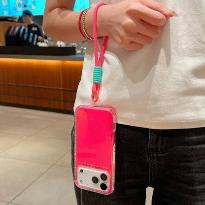【ネオンシリーズ】カラフルクリアデザイン ストラップ付き スマホケース｜iPhone対応 #251120