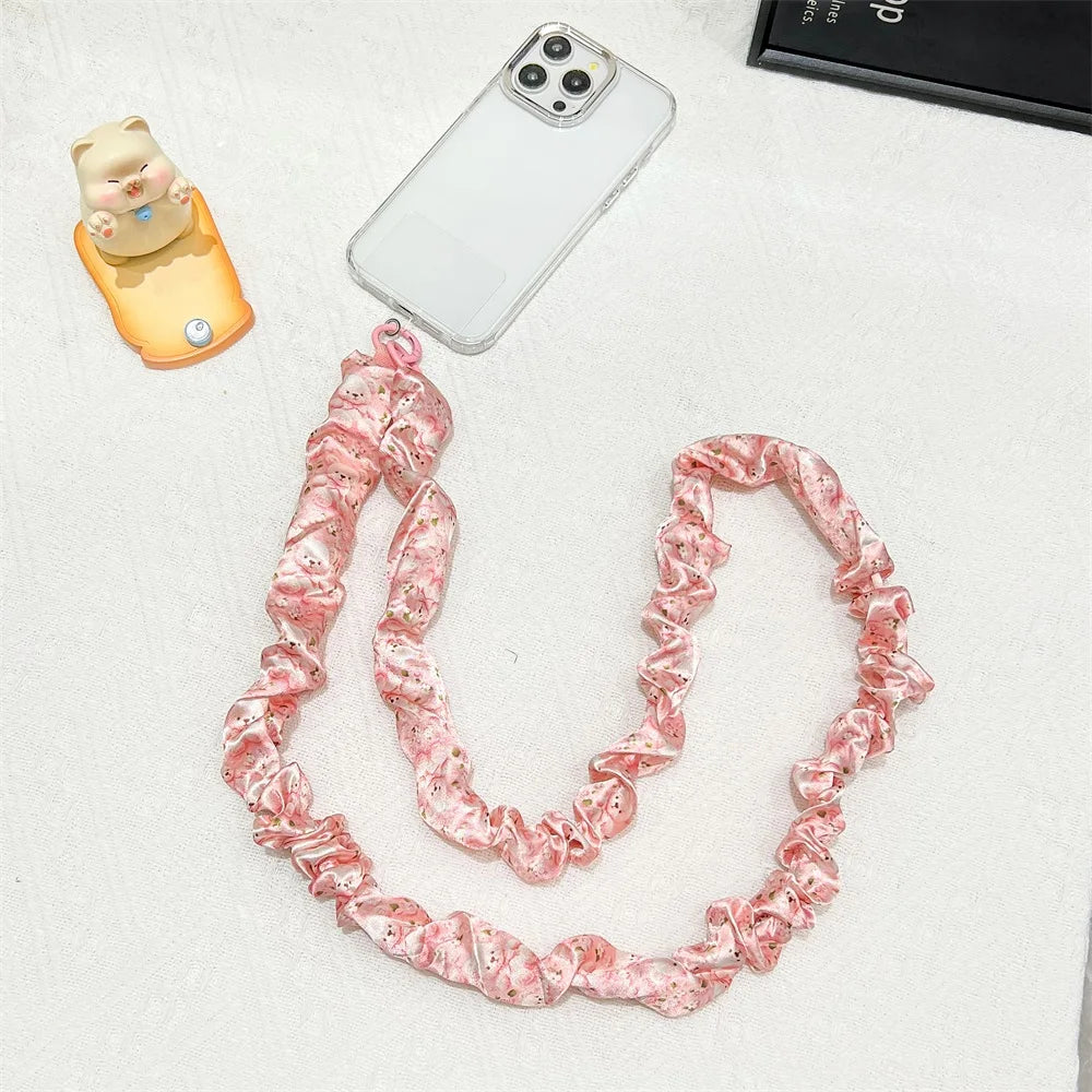【スマホストラップ】フリルシュシュ風 ロングショルダーストラップ 全5色 レトロ・フェミニン・トレンド #261122