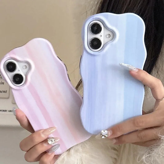 ふんわり滲みカラー グラデーションストライプ ウェーブケース｜iPhone対応 #260319