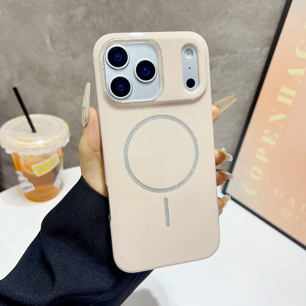 【Magnet内蔵】パステルグリッターサークル ツヤかわスマホケース｜iPhone対応 #241021